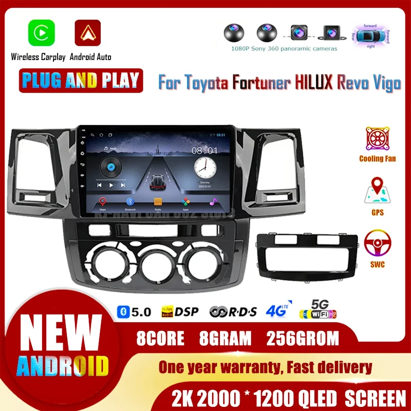 

Android 14.0 System Multimedia Player For Toyota Fortuner HILUX Revo Vigo 2008-2015 Car Stereo Radio Intelligent GPS Navigation