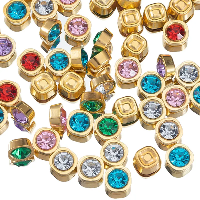 

50pcs 10mm Gold Color Base Rhinestone Cabochon Beads Color Crystal Patches for Needwork DIY Jewelry Making Supplies