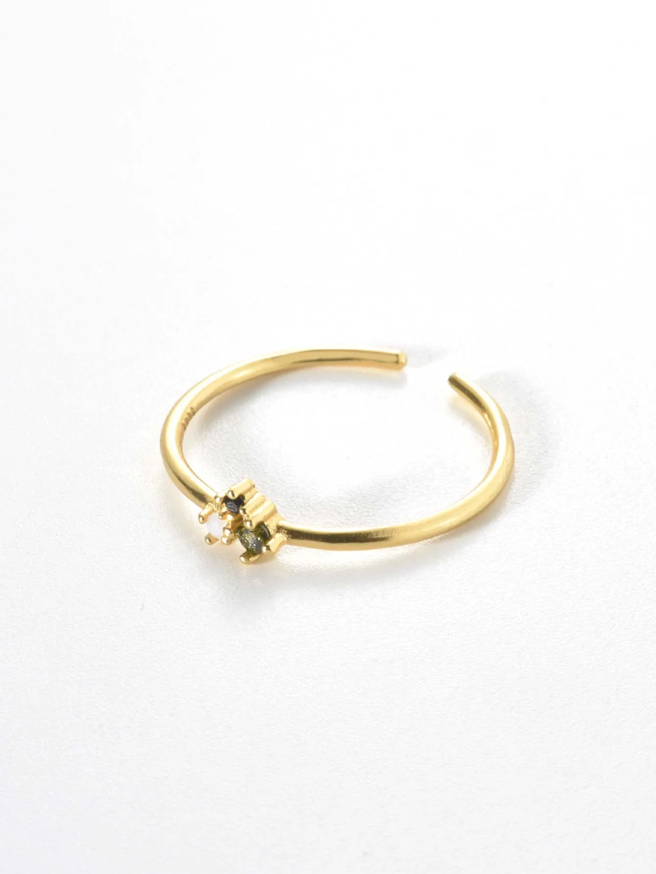925 Sterling Silver Gold Coated Silver You And Me Tourmaline Ring Gold Coated Sapphire Rainbow CZ Zircon Crystal