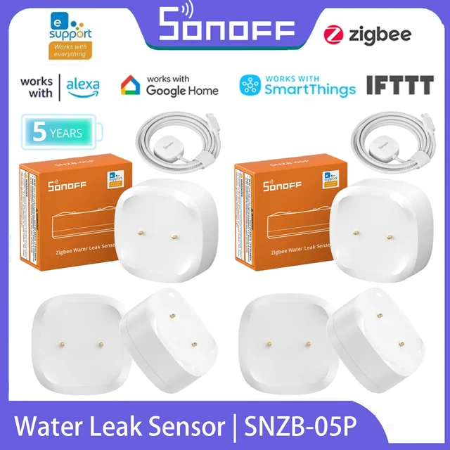 เซ็นเซอร์ตรวจจับน้ำรั่ว SONOFF SNZB-05P ซิ๊กบี ตรวจจับการรั่วไหลของน้ำ แจ้งเตือนแบบเรียลไทม์ ต้องใช้ฮับ 1
