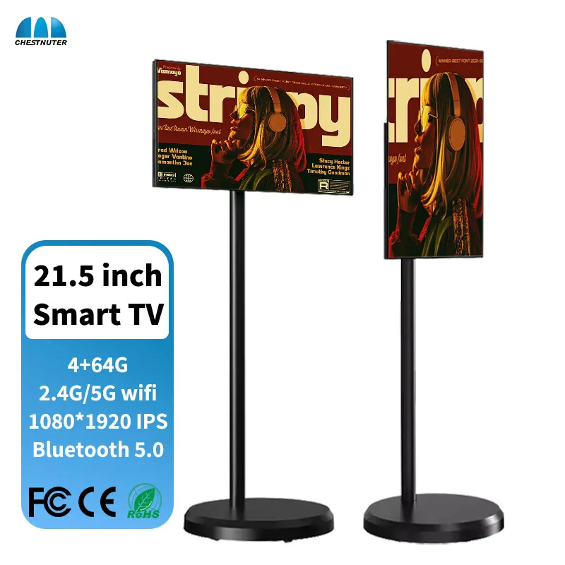 CST 21.5'' Portable TV Android 13 6gb+128gb Stand TV Follow Portable Smart Mobile