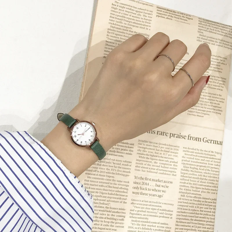 Fashion Hot Sales White Small Watches Brand Ladies Quartz Wristwatch Simple Retr Femme with Leather Band Clock 6