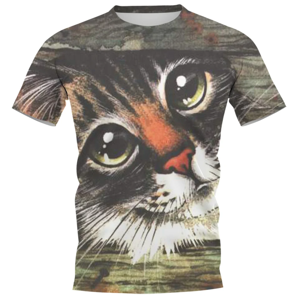 

CLOOCL Fashion Mens T-shirts Cute Animal Tabby Cat 3D Printed Tees Summer Short Sleeve Casual Shirts Hip Hop Tops Men Clothing