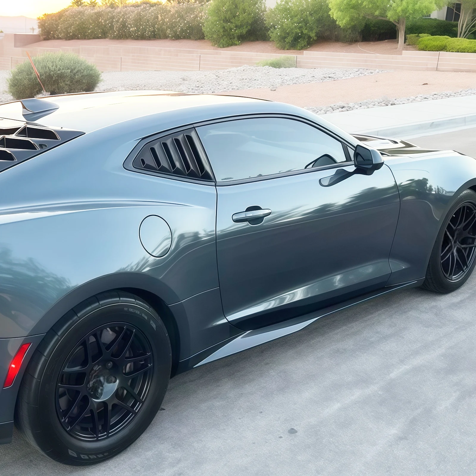 쉐보레 카마로 LT LS RS SS 2016-2024 카본 파이버/글로시 블랙 자동차 사이드 스커트 부품 바디 키트 스포일러 디퓨저 스플리터