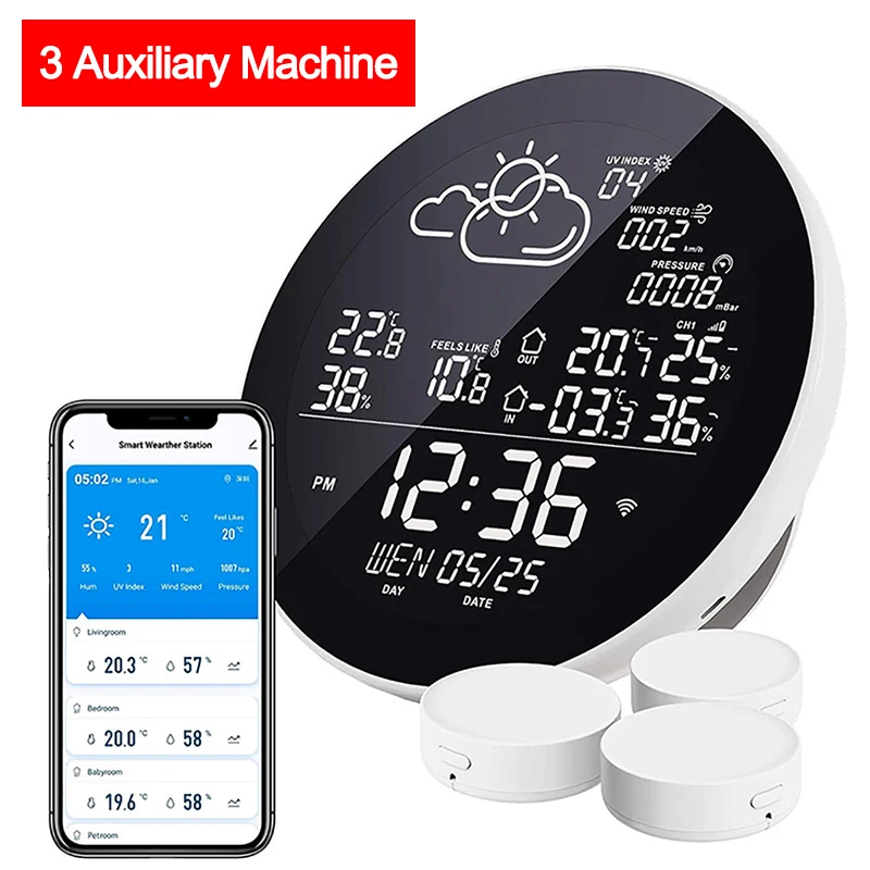 

Smart WIFI Weather Forecast Station Electronic Digital Calendar Clock Multifunctional Temperature & Humidity Meter Alarm Clock