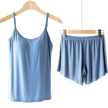 Summer Maternity Clothes Tank with Pants Sleeveless Pregnancy Camisole Top with Chest Pad Yoga Sports Outfit Suits for Pregnant