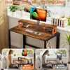 Small Folding Desk 39.4 Inch, Foldable Computer Desks with LED Lights and Monitor Stand, Work Portable Table for Bedroom Home 6