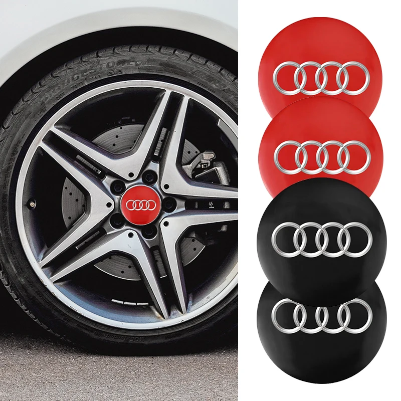 4Pcs Car Wheel Hub Center Cap Metal Emblem Stickers Per Audi Quattro Sline A3 A4 A6 A5 Q5 A1 Q7 Q3 Q2 Q8 A7 A8 Tt S1 Sq5 Rsq3
