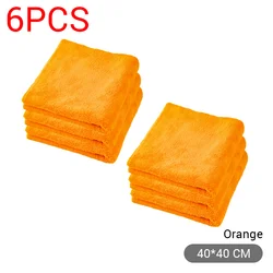 Premium Microfiber Car Care Towels - Ultra-Absorbent Detailing Cloth for Auto Washing and Drying (Orange 6pcs)