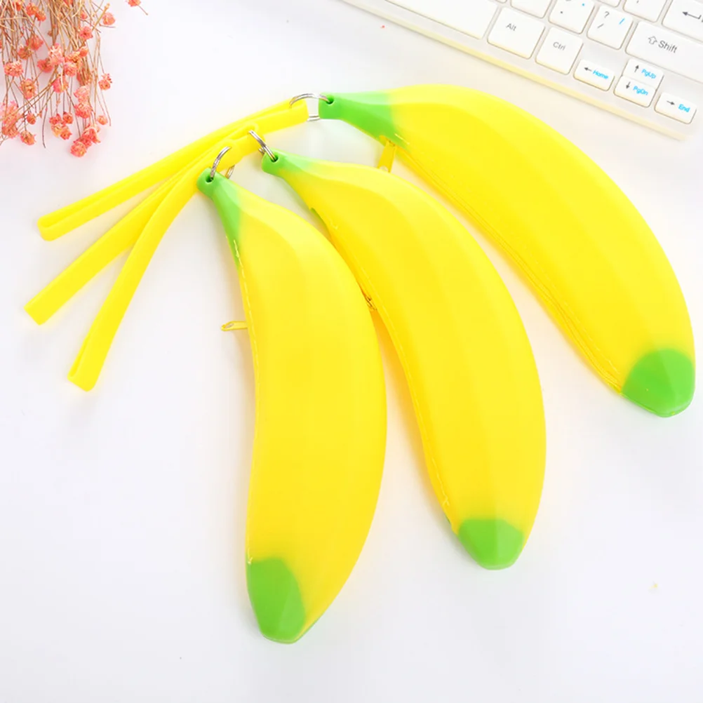 실리콘 바나나 연필 케이스, 문구류 보관 파우치 펜 가방, 여아 및 남아용 학교 사무용품, 1PC
