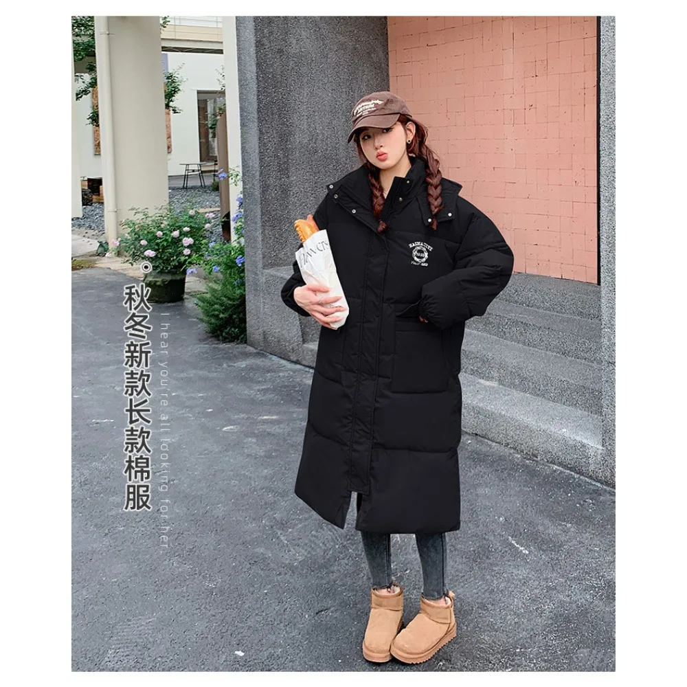 Winter 2023 New Down Jacket Women's Mid-length Over-the-knee Korean Style  Waist Padded Jacket Dropshipping Wholesale