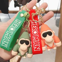 

Free Shipping Gorilla Silicone Keychain Car Keychain Pendant Fashion Bag Charm Key Chain Anime Car Accessories