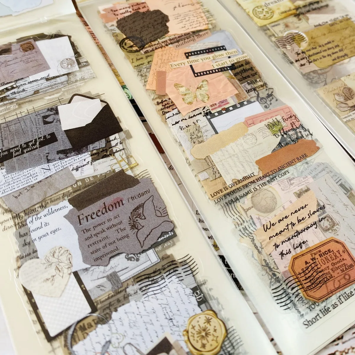 Journamm 20장 PET 저널링 스티커 세트 스크랩북킹 DIY 콜라주 정크 저널 사진 앨범 다이어리 장식 스티커