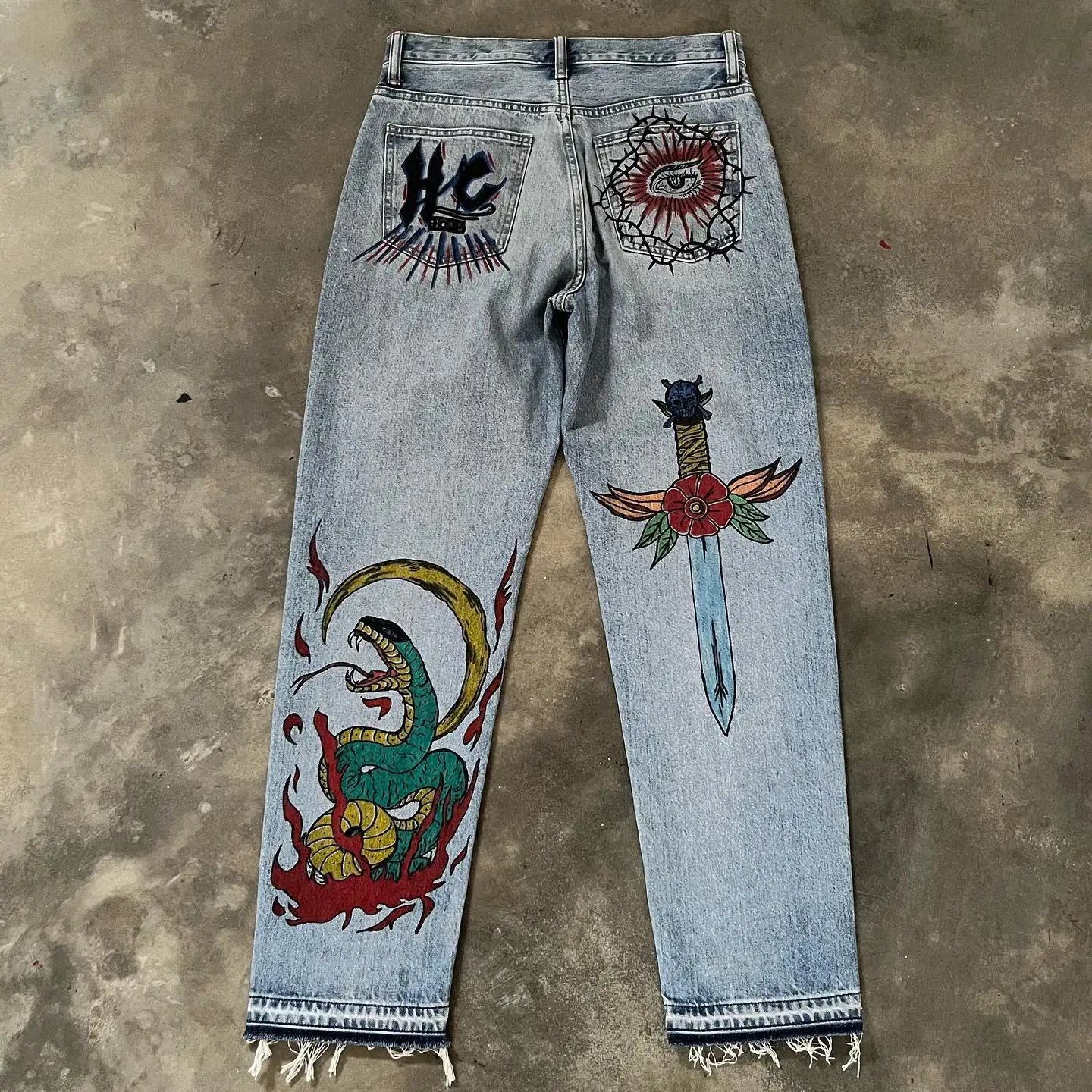 Hip Hop Death Anime Graphic Baggy Jeans Jeans Harajuku Denim Y2k Pants Men Women Goth New High Waist Wide Trousers