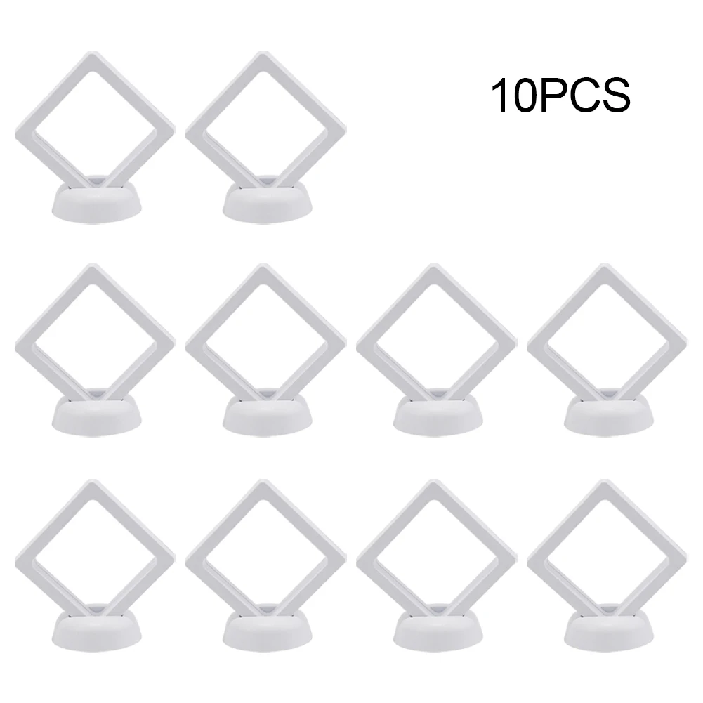 Display Case 5/10PCS 3D Floating Picture Frame Stand Box Clear Jewelry Ring Coin 70*70*20mm Home Decorative