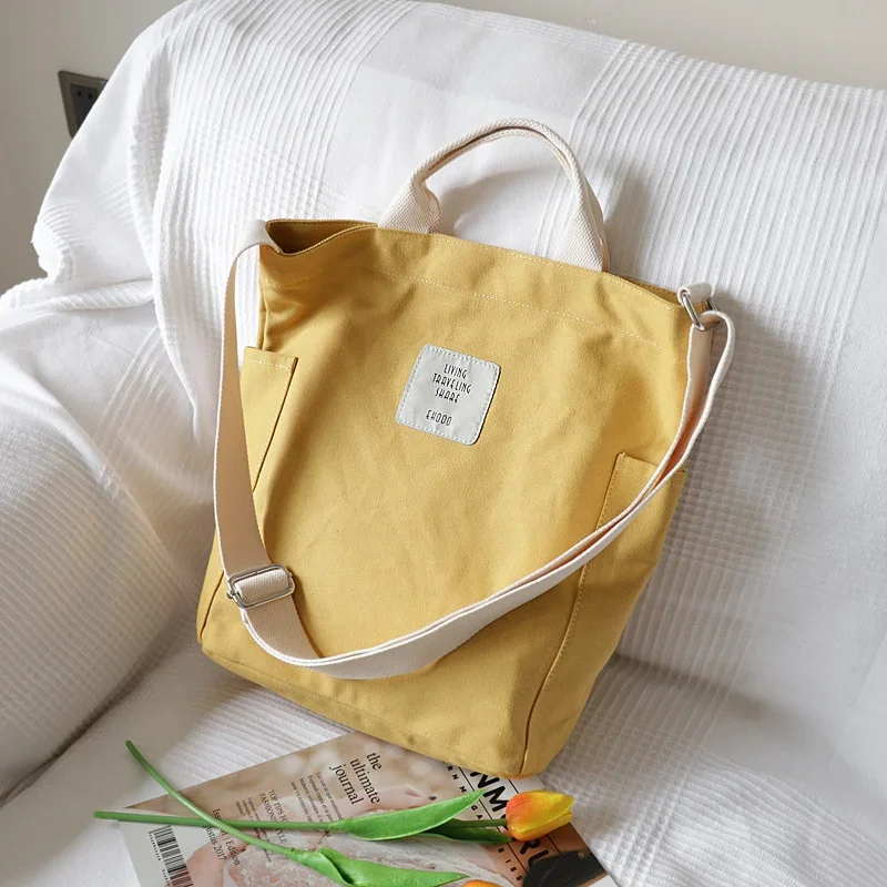 Korean cultural and artistic canvas shoulder bag, handbag, foreign trade simple and fresh crossbody bag, casual cloth shopp