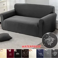 Elastic Sofa Cover for Living Room, Monochromatic, Waterproof, Corn Velvet, All Inclusive, Jacquard, Thickened, Universal 1