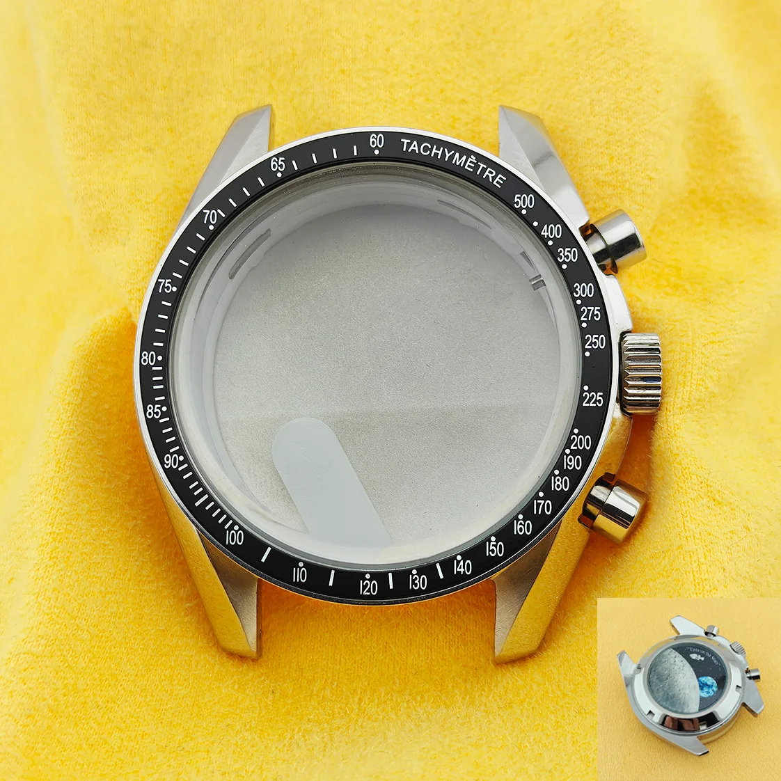 Moon Pattern Stainless Steel Chronograph Watch Case, 39.7mm