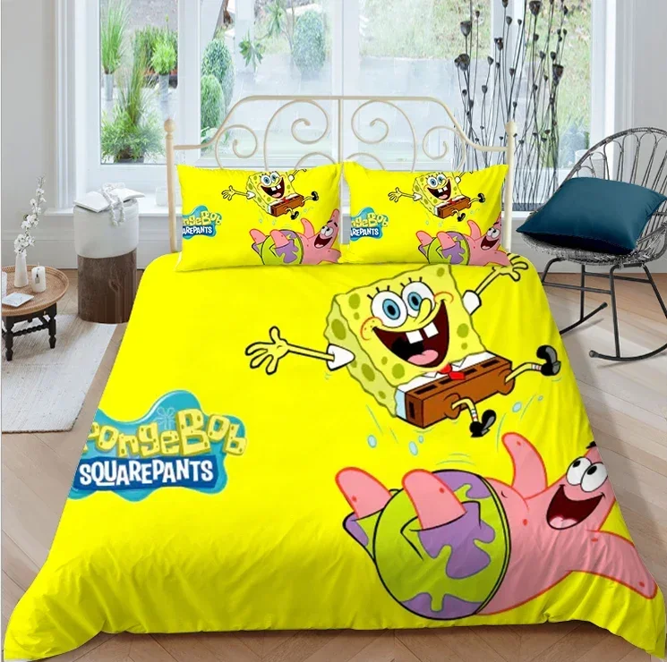 Spongebob Squarepants Set Biancheria Da Letto Copripiumino Federa Cartoon Anime Bed Bedding Bedding Suit Copripiumino Per Bambini Boy Girl