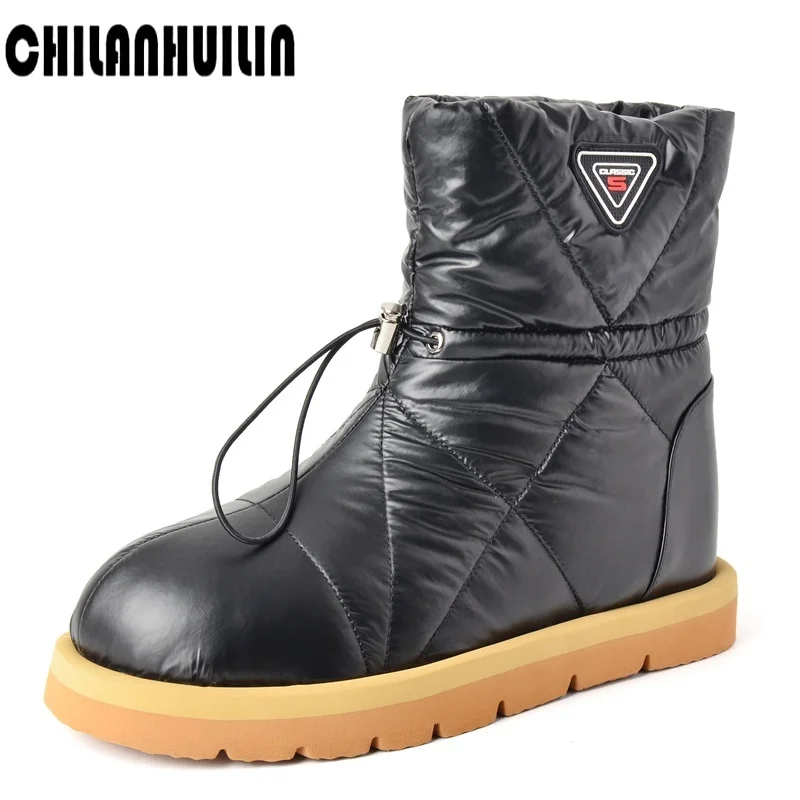 

2024 New design down warm snow boots women solid color winter ankle boots fashion flat platform ladies casual outdoor shoes