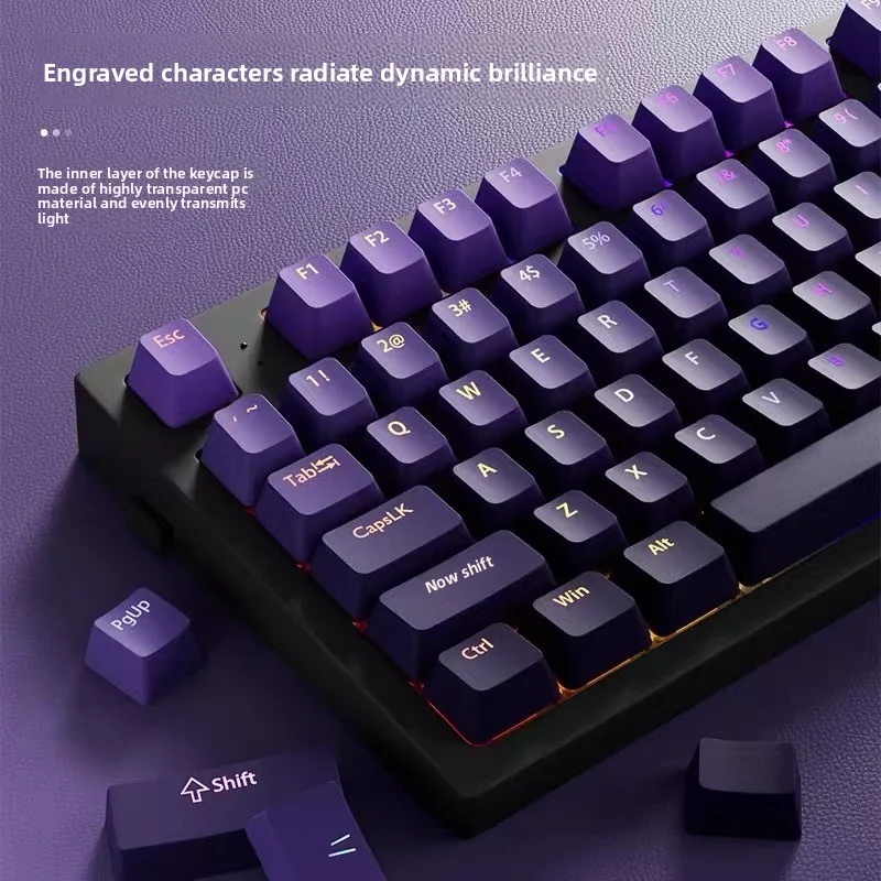 Top-Printed Mechanical Keyboards Keycaps 134-Key PBT Keycaps with Personalized Translucent Gradient Colors Key cap