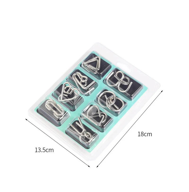 금속 공예 중국 링 퍼즐, 클래식 IQ 두뇌 티저, 마술 배플링 퍼즐, 어린이 성인용 게임 장난감, 팩당 8 세트