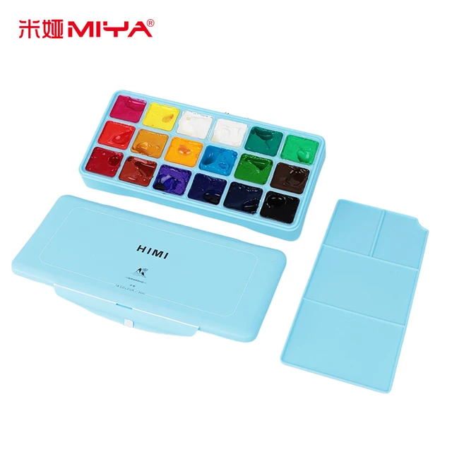 HIMI Gouache Paint Set,18/24 Colors 30ML With Palette Jelly Cup