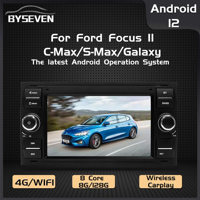 4G Sim Wireless Carplay Android 12 Per Ford Focus 2 S-Max C-Max Mondeo 4 Galaxy Kuga Lettore Multimediale Per Auto Navigazione Gps