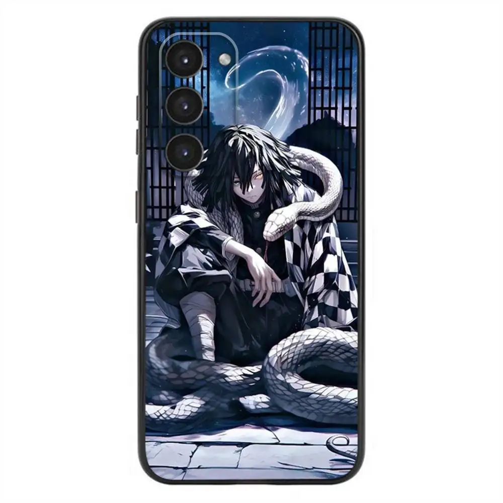 Elegant Mitsuri & Obanai Soft Silicone Black Phone Case