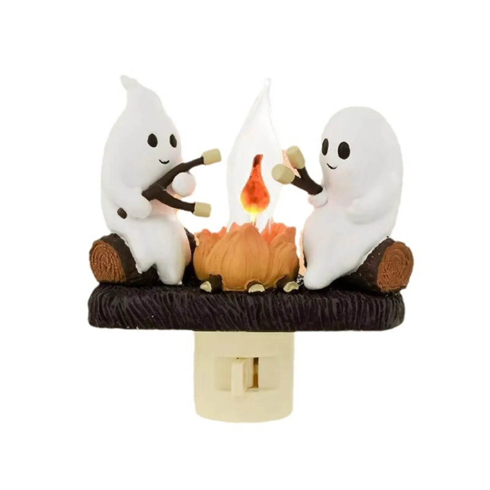 Ghost Flickering Nightlight, LED Faux Fire Ghost Lamp,Halloween Bedroom Night Light Gifts For Family, Friends, Kids