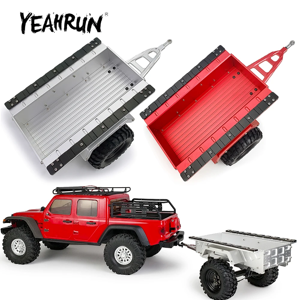 

Рама металлического прицепа YEAHRUN с 2 колесами для Axial SCX10 II III TRX-4 TRX6 Tamiya Redcat 1/10, Радиоуправляемый автомобиль, грузовик