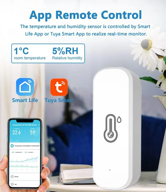 Tuya Zigbee3.0 Temperature and Humidity Sensor Thermometer Hygrometer APP Remote Alarm Works with Smart Life Alexa Google Alice 3