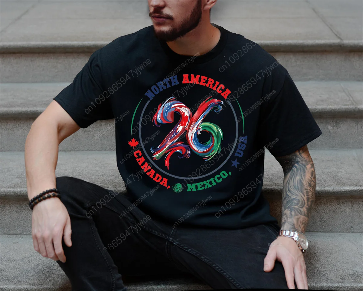Maglietta America Messico Canada 2026, T-shirt Torneo Mondiale di Calcio Nord America 2026, T-shirt Estiva per Uomo e Donna - immagine 2