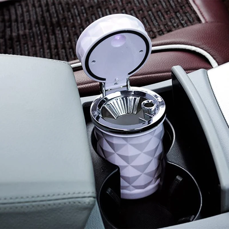 Car Ashtray With Led Light Universal Alloy Ash Tray Aluminum Cup