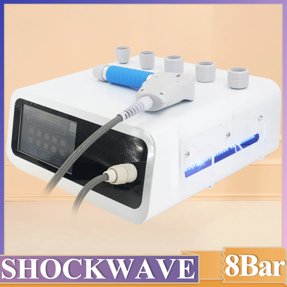 

Новинка 2024, 8 бар, массажер для ударопрочной волны, эффективное лечение, расслабление тела, облегчение боли, пневматическая ударно-волновая терапевтическая Массажная машина