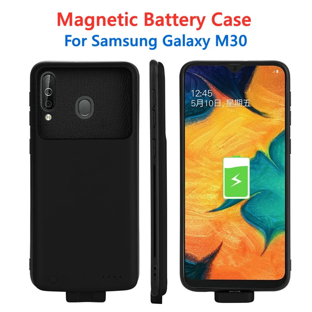 충전기 커버 삼성 갤럭시 M30 5G 배터리 케이스, 5000mAh 마그네틱 보조베터리 충전 커버, 삼성 M30 보조배터리 케이스