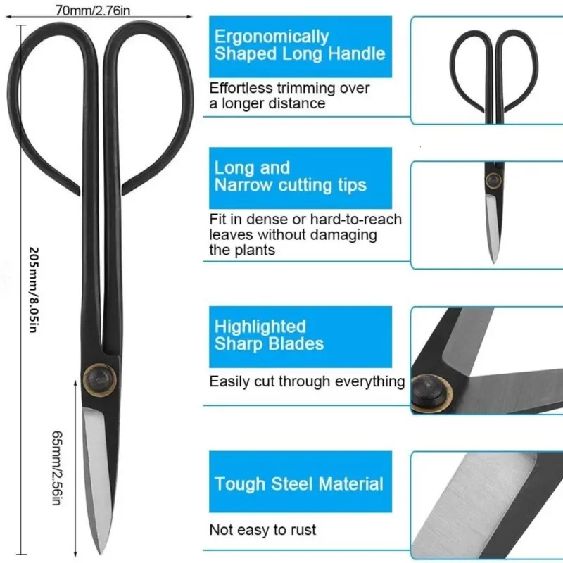 Beginner Bonsai Tool Long Handle Scissors Gardening Plant Branch Shears 20cm Garden Pruning Tools Bonsai Scissors