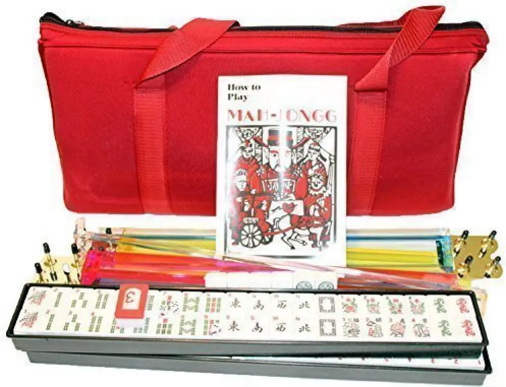 

Mahjong 4 Pushers and Complete American Mahjong Set with Burgundy Bag, 166 Tiles