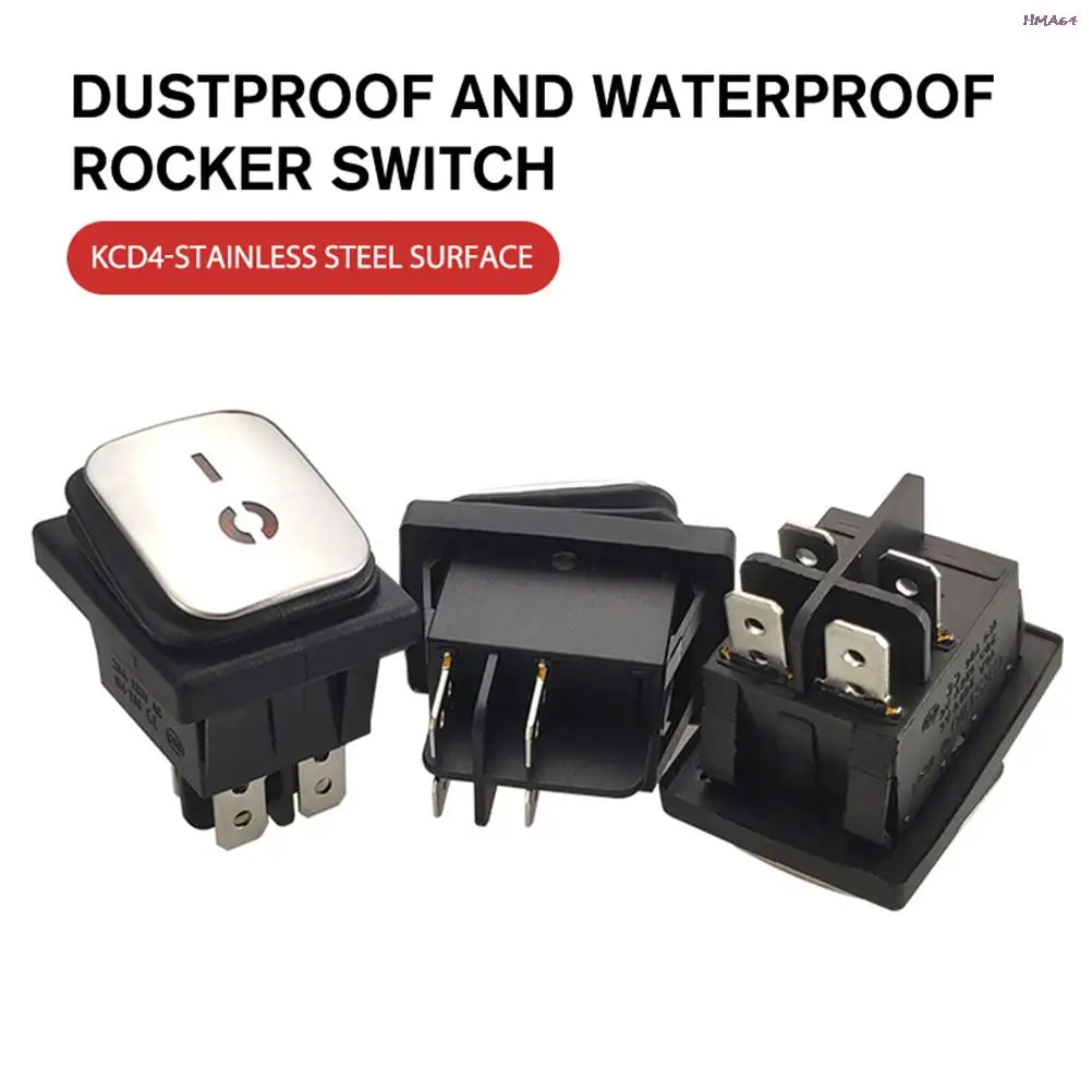 KCD4 Stainles steel waterproof rocker electrical equipment switch with LED power Водонепроницаемый электрический выключатель