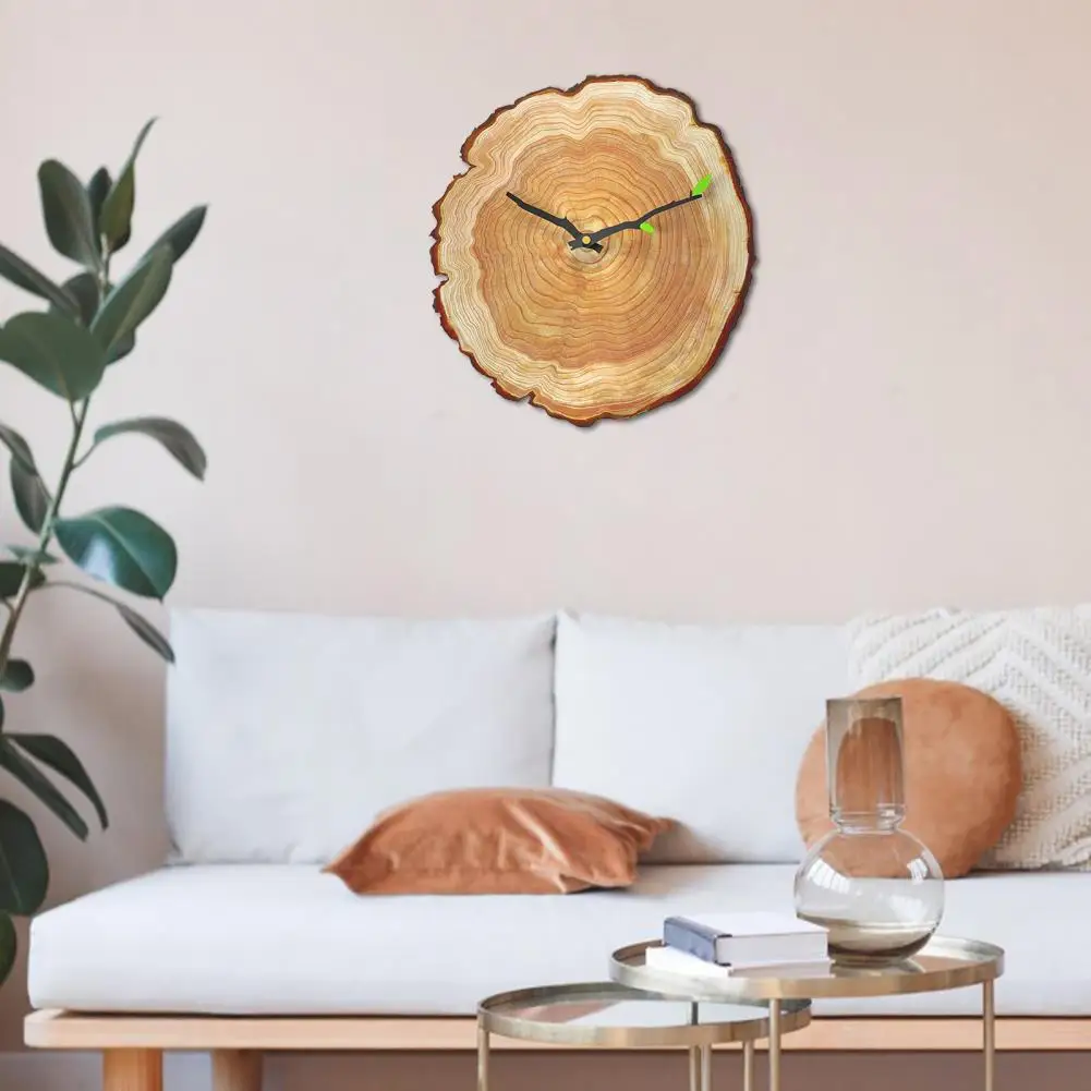 

No Frame Wall Clock Tree Stump Wall Clock Wood Grain Wall Clock Unique Tree Stump Design Silent Quartz Movement for Home