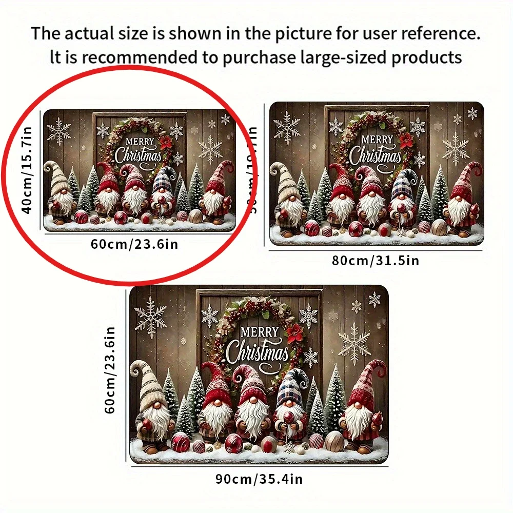 Noel Gnome Paspası, Kaymaz Yıkanabilir İç Mekan Dış Mekan Halısı, Giriş Yolu/Mutfak için Şenlikli Noel Dekoru, Dayanıklı ve Rahat