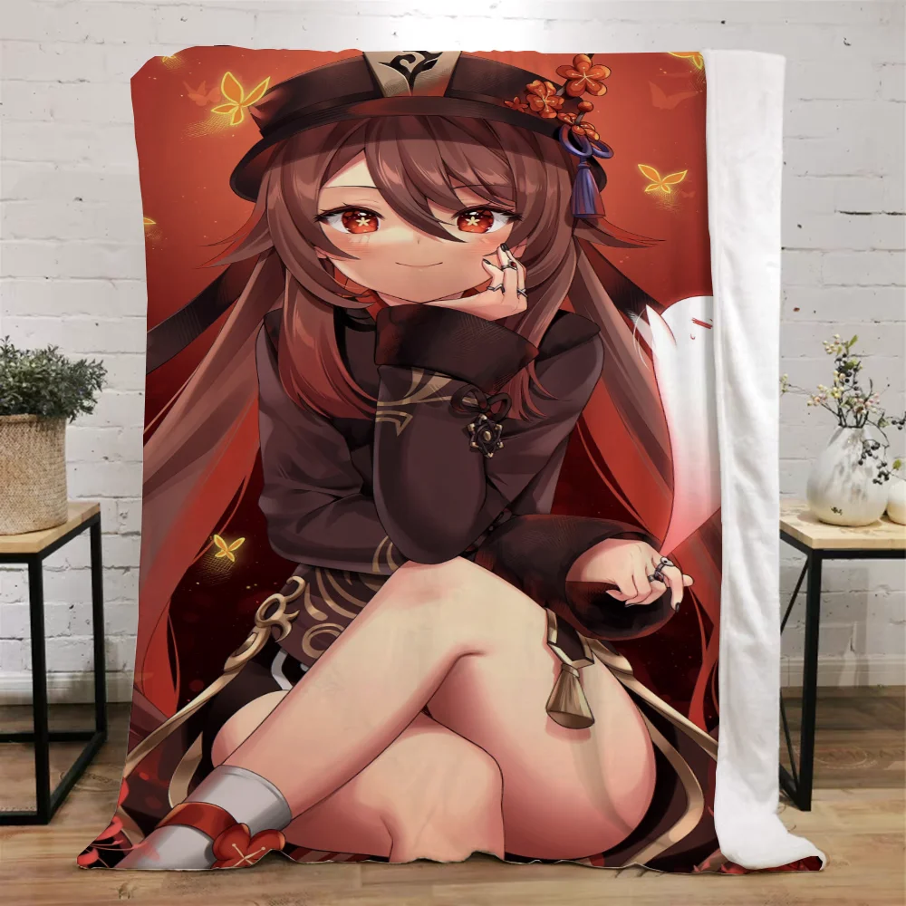 Genshin Impact Throw Blanket for Sofa Luxury Bedding Custom Blankets & Throws Home Interior Fluffy Plaid Beach Towel Knee Soft & 3