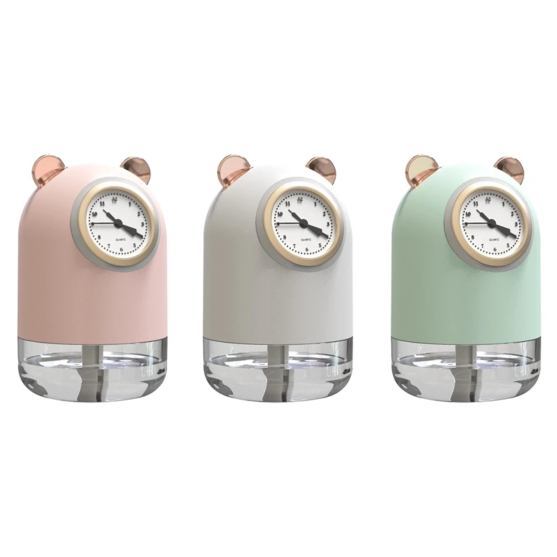 

Cute Bear Air Humidifier With Clock Electric Humidifier Diffuser USB Charging Air Freshener Mist Maker For Home