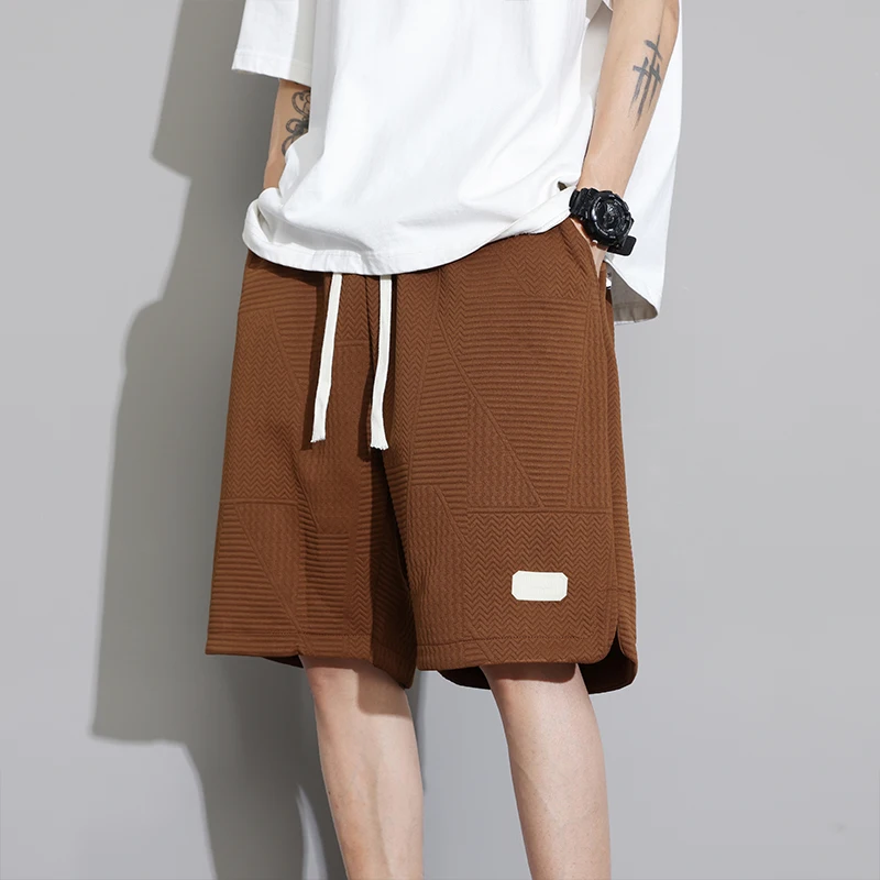 

Summer Running Shorts For Men Casual Jogging Sports Short Pants Wave Pattern Solid Color Drawstring Loose Dry Gym Sports Shorts