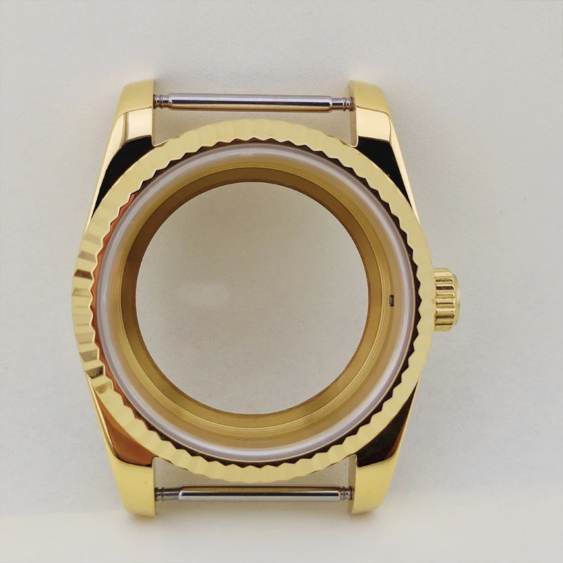 Pvd Oro Acciaio Inossidabile Fondo Trasparente 36/39Mm Diametro Oyster Perpetual Case Con Data Ingrandita, Adatto Per Nh35/36