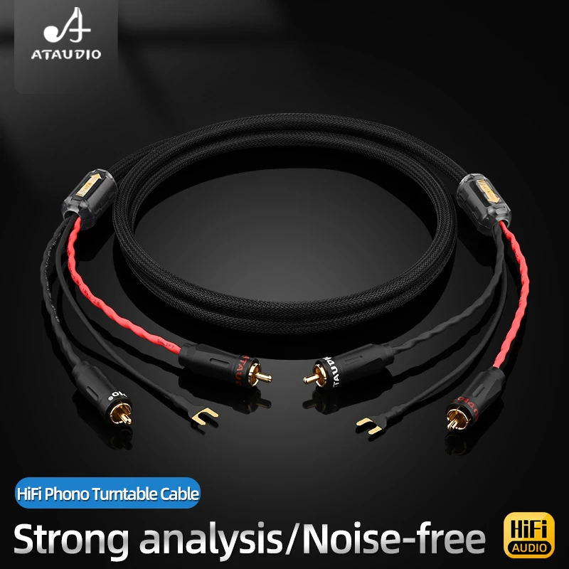 HiFi Audio Premium Phono Tonearm Cable with Grounding and Dual Magnetic Ring