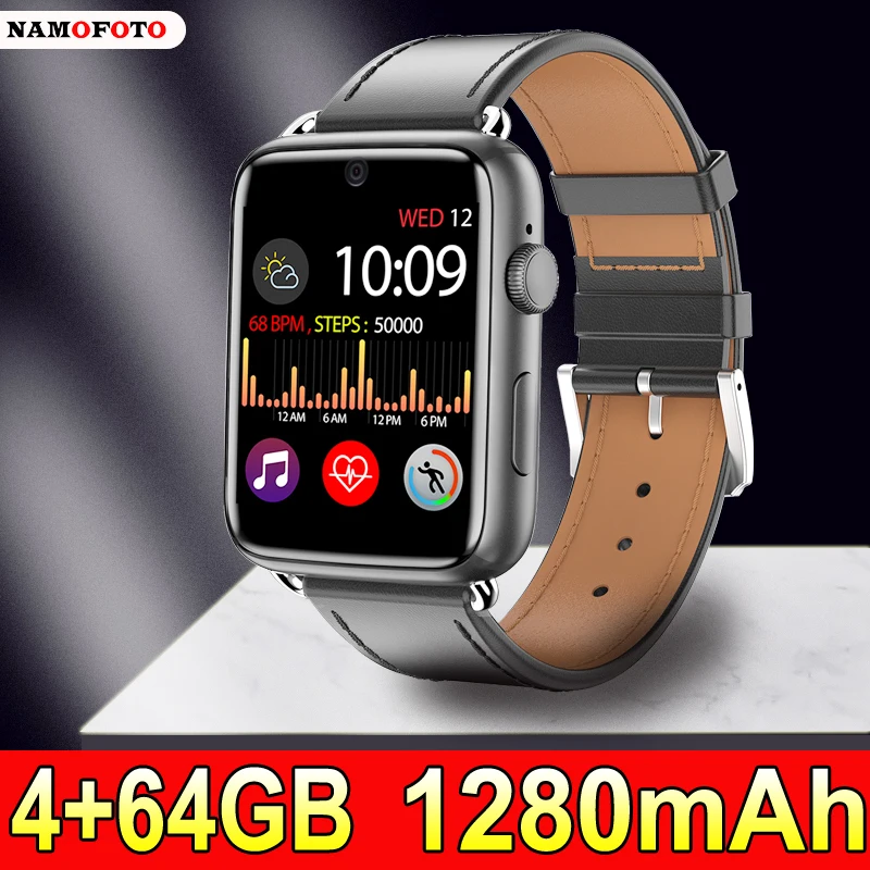 2023 남성용 풀 터치 스크린 스마트 워치, 4G LTE, 4GB, 64GB, 1.88 인치, 안드로이드 9.1, SIM 카드