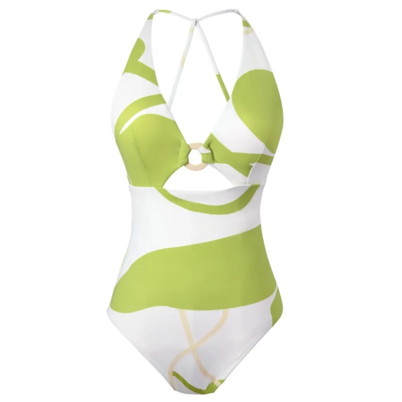 2024 Woman One-Piece Swimsuit High Elastic Swimwear Women's Cut-out Red Bathing Suit Printed Vacation Outfits Elegant Bathing Su