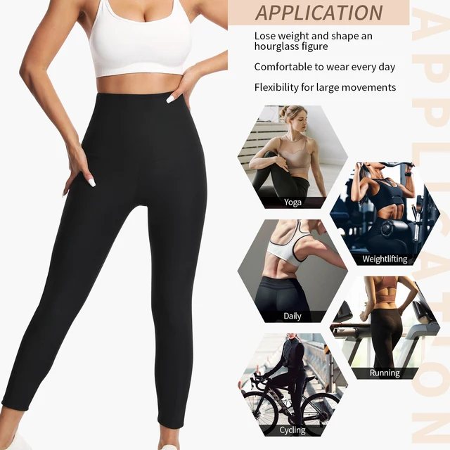 Women's Sauna SportsPants Pocket Style High Waist Lifting Hip Tightening Abdominal Yoga Pants Fitness Training Fat Burning Pants 6