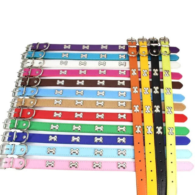 Bone Leather Durable Pet Dog Collars Puppy Pug Collars for Small Large Dog Chihuahua Cat Accessories Pet Collar for Small Dogs 5
